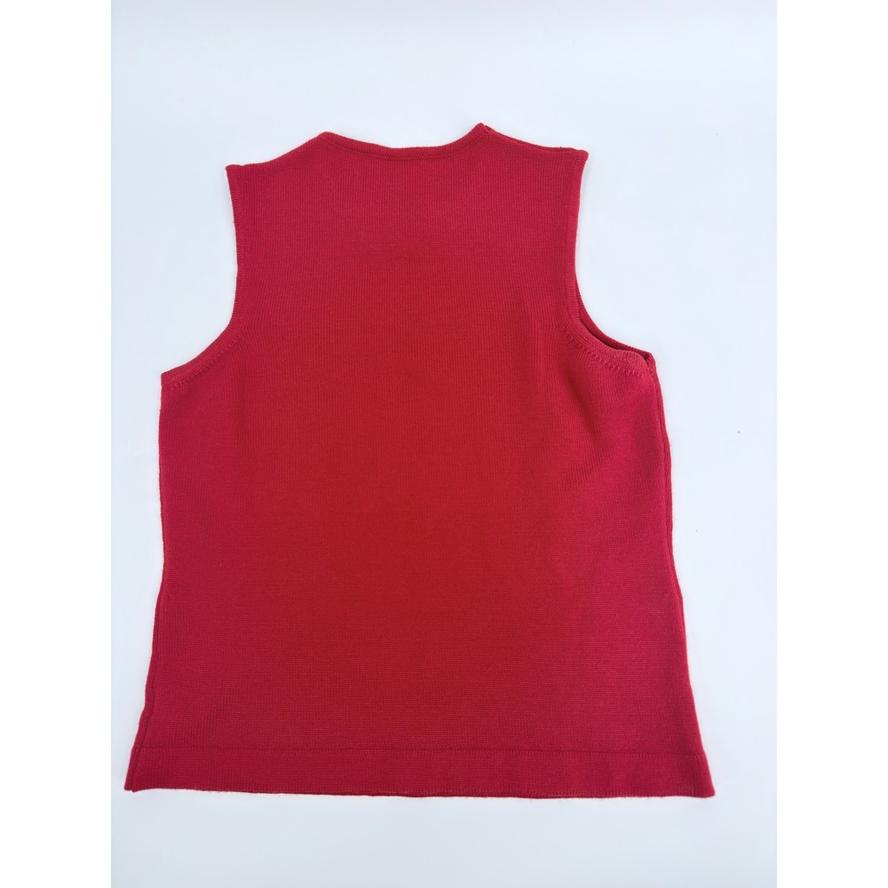 Unbranded Sweater Vest Knit Shell 90s Vintage Women Medium Red Minimalist Top